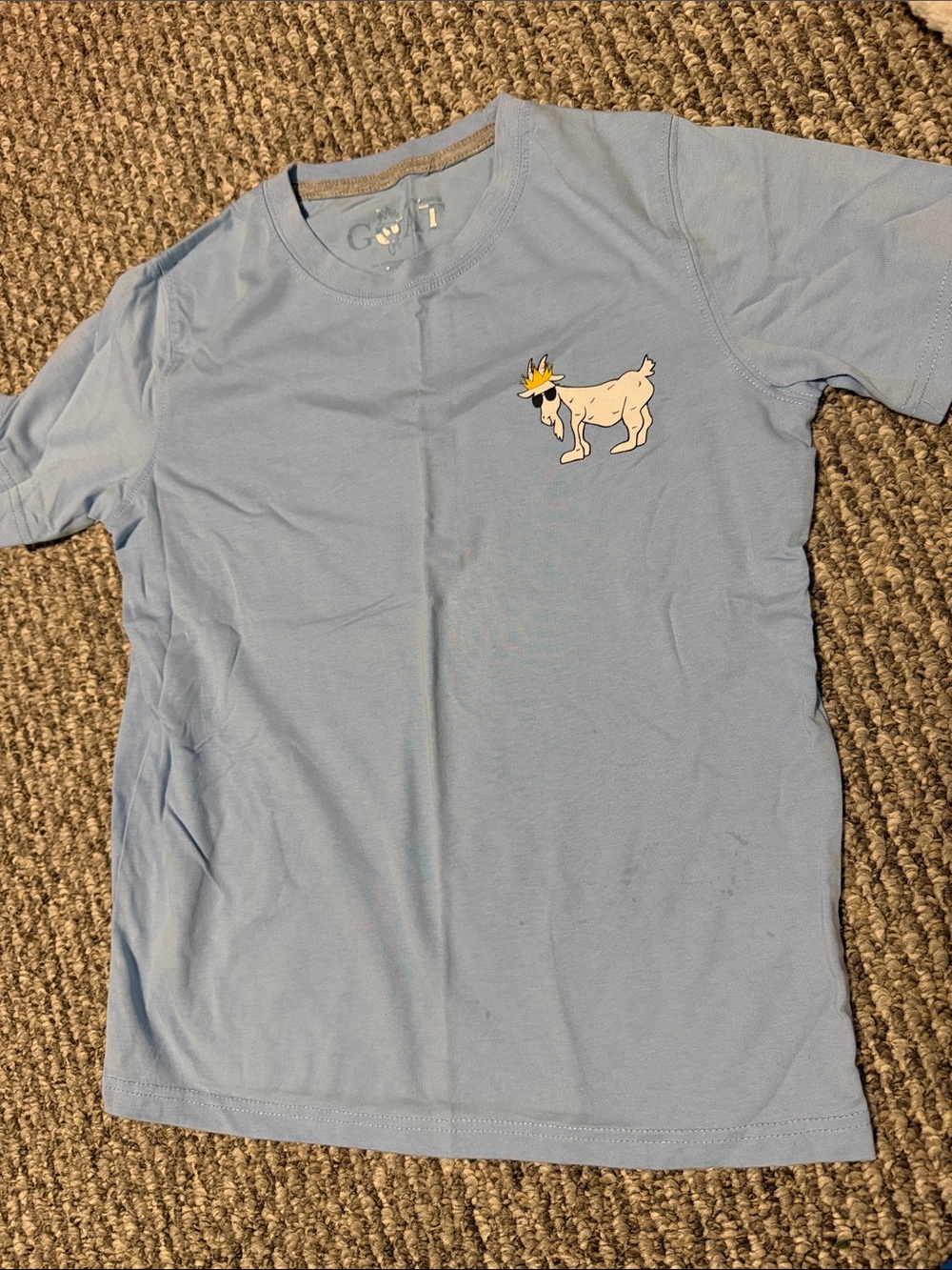 G/FORE Light Blue Crewneck Tee with Crowned Dog Graphic
